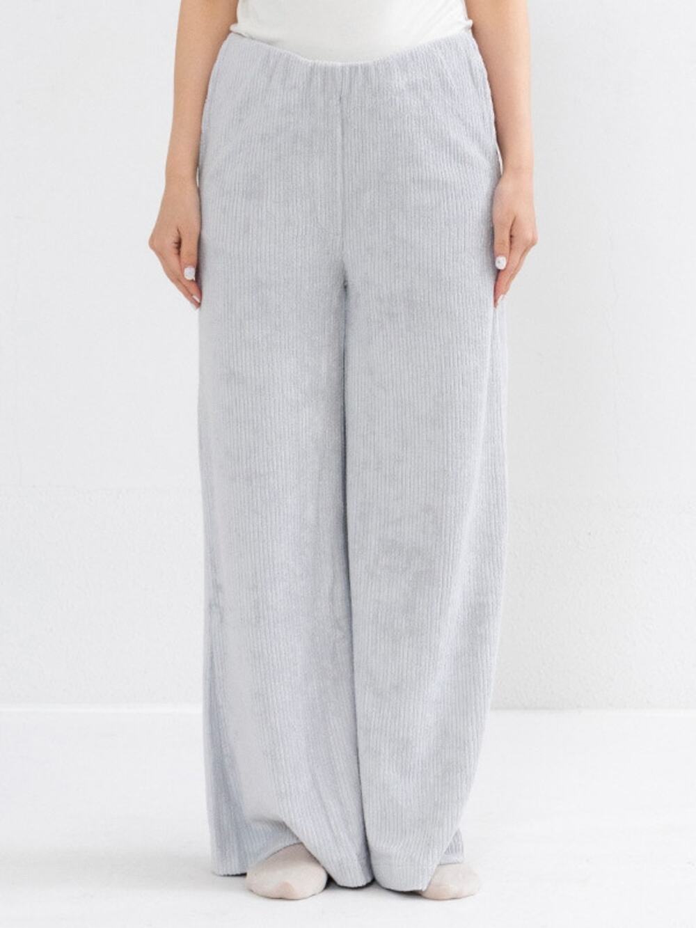 Baserange & Amelie Pichard Iter Pant-Gray Ribbed Cotton Wide Leg Corduroy Small